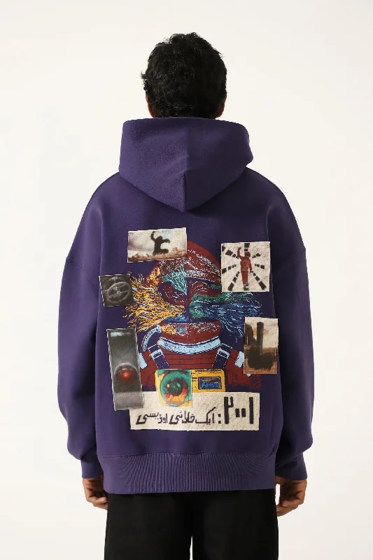 Men's hoodie for dog walks-" A SPACE ODYSSEY" PRINTED PATCHWORK HOODIE