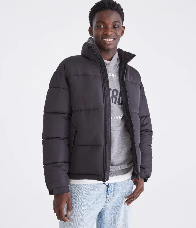 Men's marine jackets-Aeropostale Heavyweight Quilted Puffer Jacket