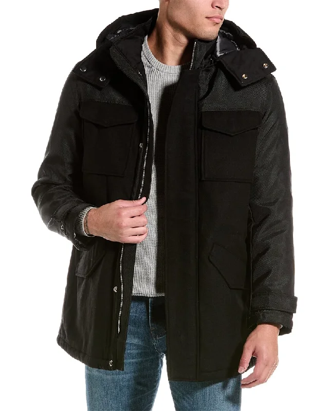 Men's streetwear jackets-Armani Exchange Caban Wool-Blend Coat