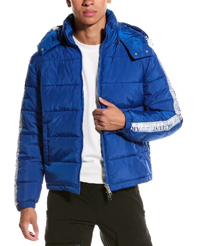 Men's punk jackets-Armani Exchange Logo Tape Puffer Coat