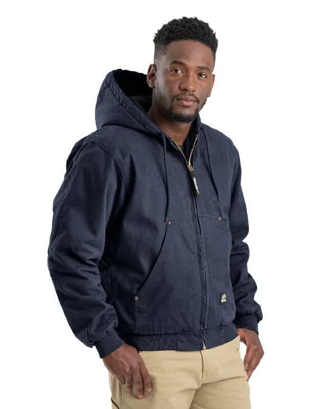 Men's diver jackets-Berne Men's Highland Washed Cotton Duck Hooded Jacket