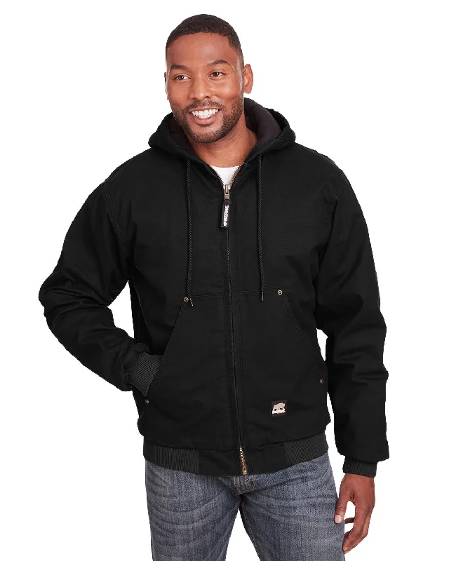 Men's fisherman jackets-Berne Men's Tall Highland Washed Cotton Duck Hooded Jacket