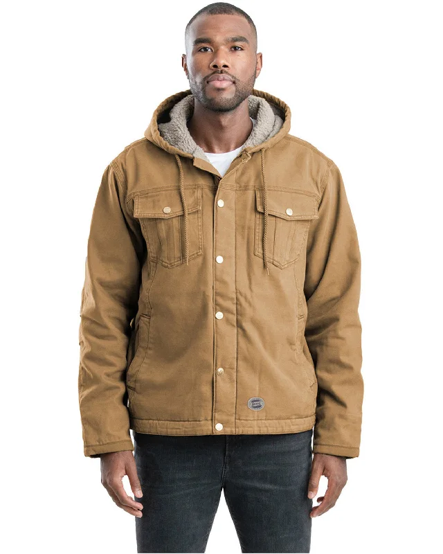 Men's statement jackets-Berne Men's Vintage Washed Sherpa-Lined Hooded Jacket