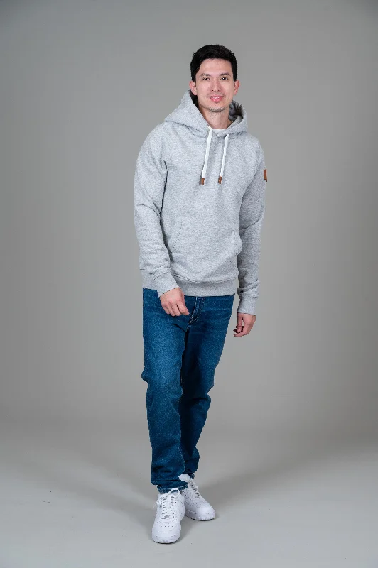 Men's hoodie with side zipper-Bill Light Heather Grey Hoodie