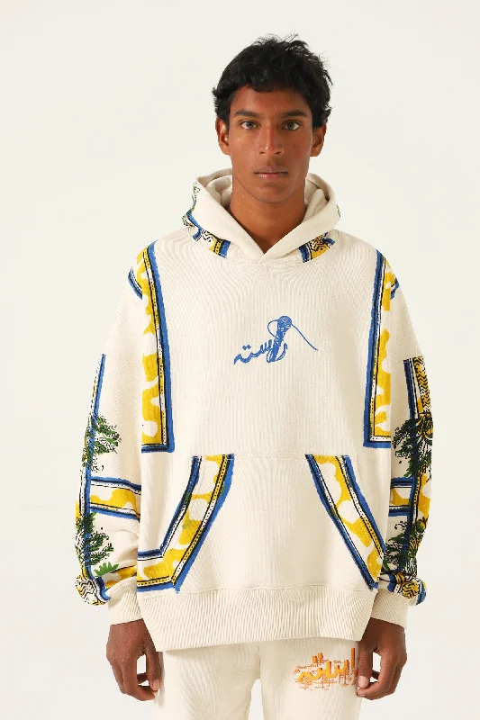 Men's hoodie with embroidery-"PALM SPRINGS" BLOCKPRINT HOODIE