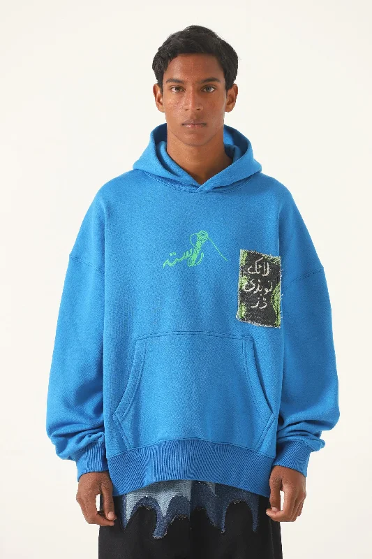 Men's hoodie for muscular build-'LIKE NOBODY DOES' SKY BLUE HOODIE