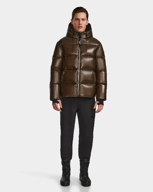 Men's arctic jackets-DANIEL S MEN'S GLOSSY DOWN PUFFER