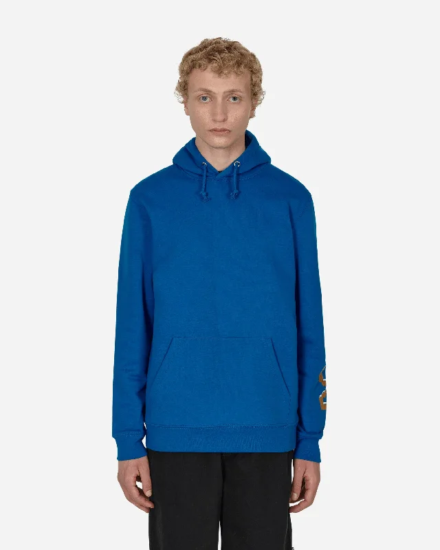 Men's hoodie with leather accents-Arm Like Lars Hooded Sweatshirt Blue