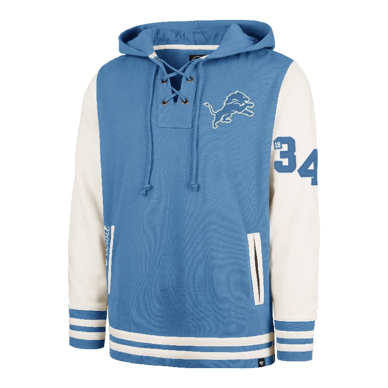 Men's hoodie with grid pattern-DETROIT LIONS LETTERMAN FIELD LATERAL '47 LACER HOOD