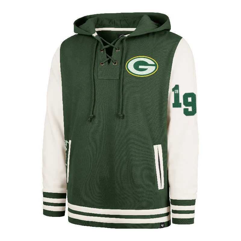 Men's hoodie with anime print-GREEN BAY PACKERS LETTERMAN FIELD LATERAL '47 LACER HOOD