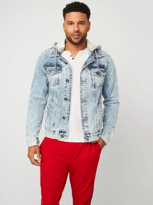 Men's downtown jackets-Harold Hooded Denim Jacket