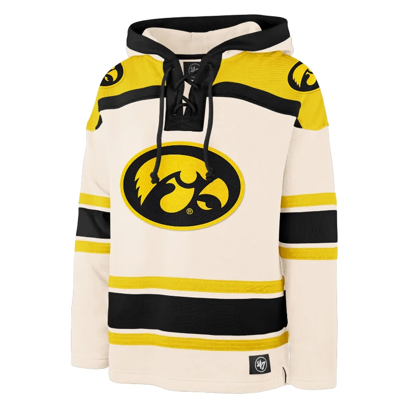 Men's hoodie with bright logo-IOWA HAWKEYES SUPERIOR '47 LACER HOOD