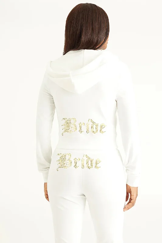 Men's hoodie for basketball-Bride Big Bling Velour Hoodie