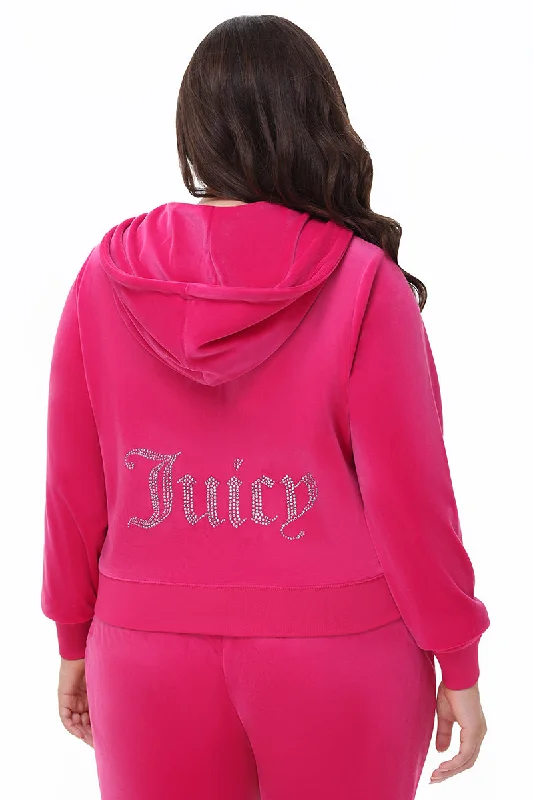 Men's hoodie for summer nights-Plus-Size OG Big Bling Velour Hoodie