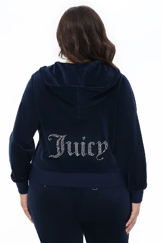 Men's hoodie for night out-Plus-Size OG Big Bling Velour Hoodie