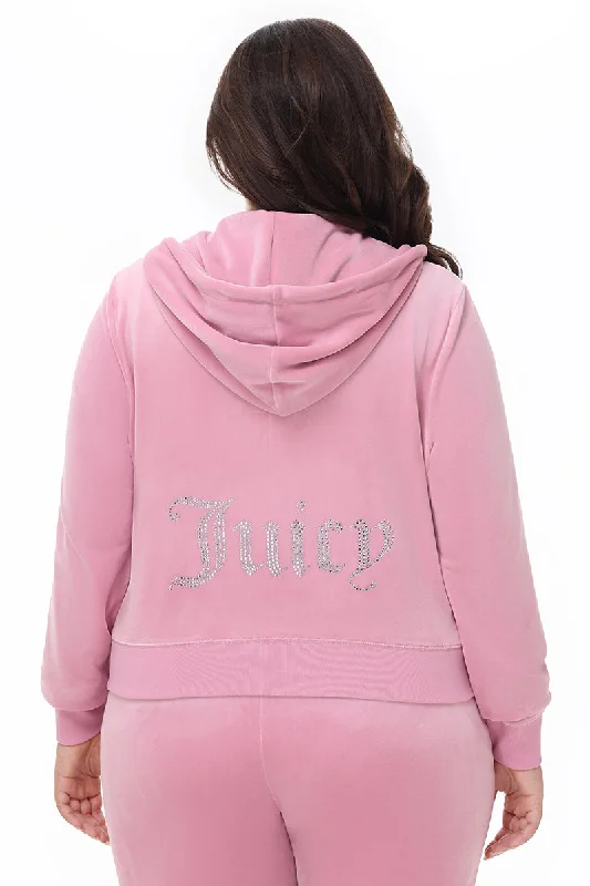 Men's hoodie for movie nights-Plus-Size OG Big Bling Velour Hoodie