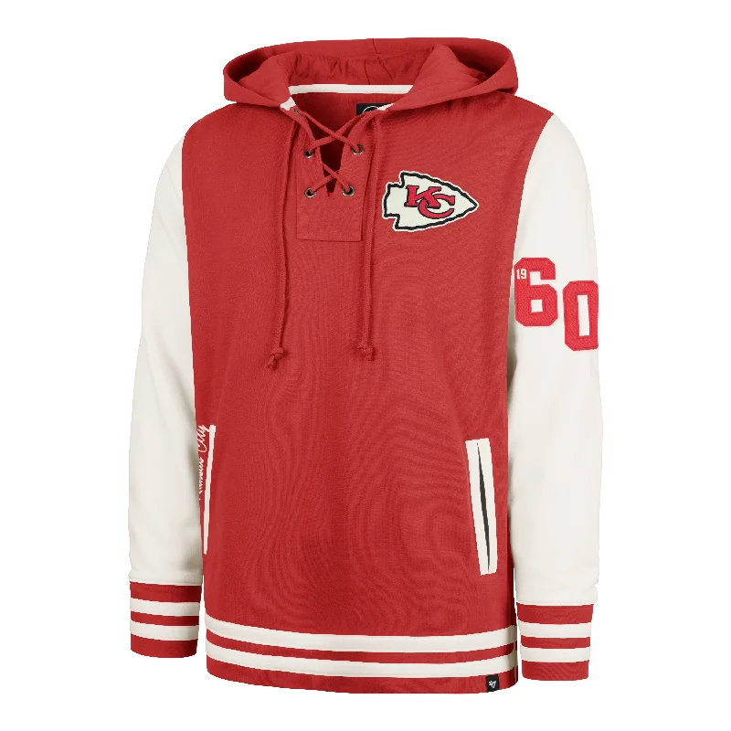 Men's hoodie with anti-static-KANSAS CITY CHIEFS LETTERMAN FIELD LATERAL '47 LACER HOOD