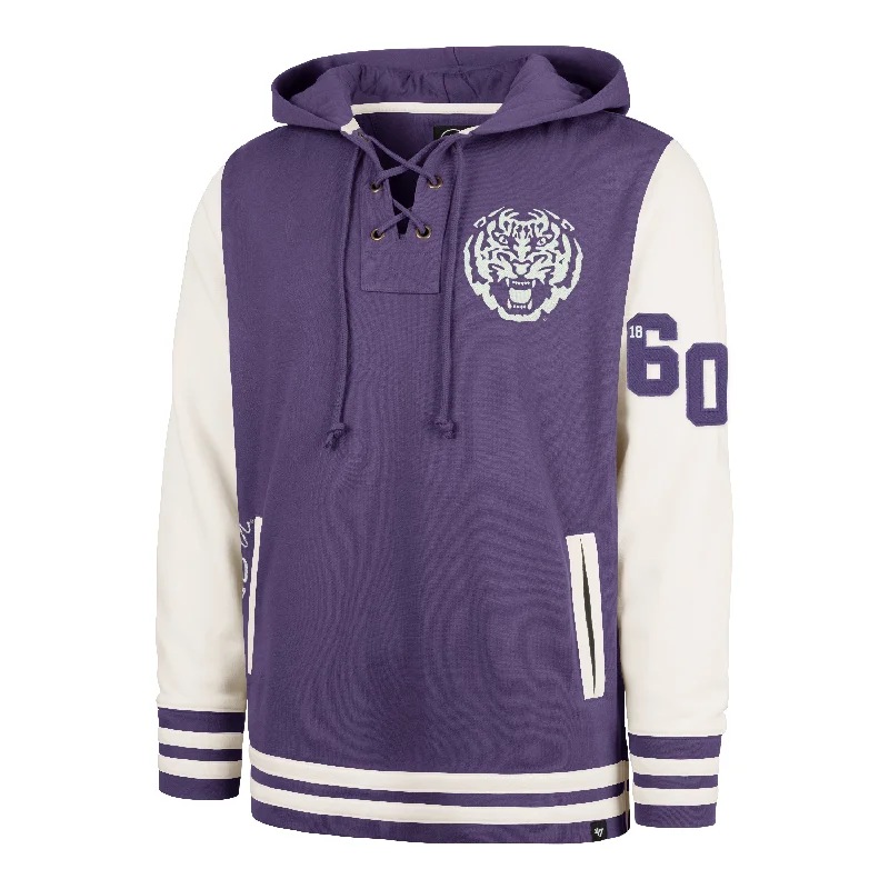 Men's hoodie pullover type-LOUISIANA STATE TIGERS LSU LETTERMAN FIELD LATERAL '47 LACER HOOD