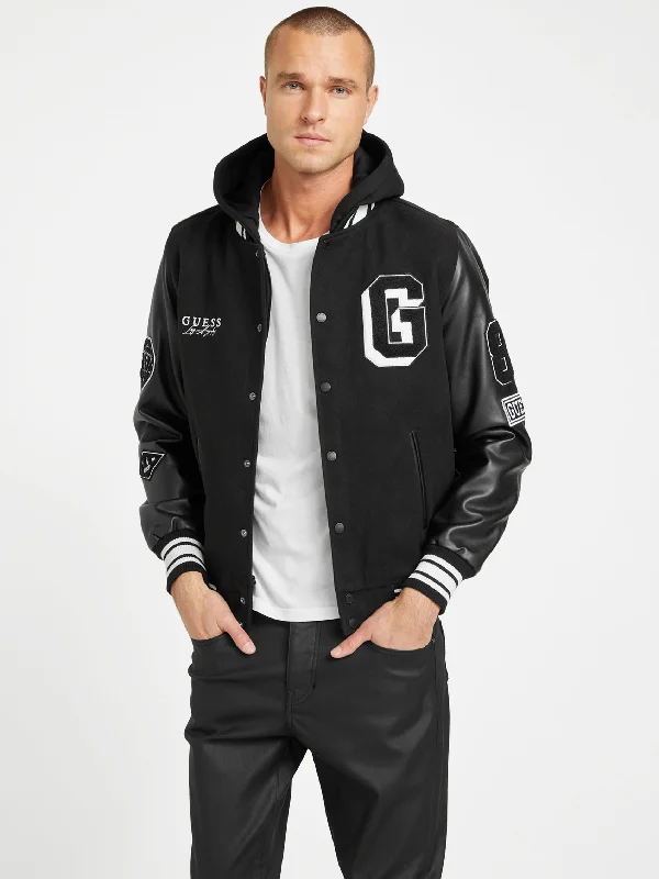 Men's boho jackets-Mark Hooded Varsity Jacket