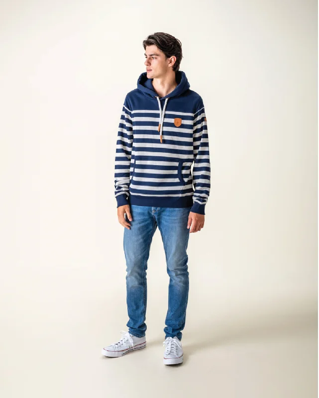 Men's hoodie for festivals-Mateo Navy Hoodie