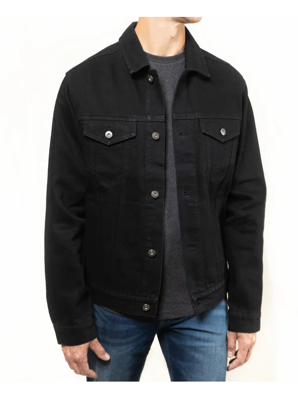 Men's fraternity jackets-Mens Denim Short Trucker Jacket