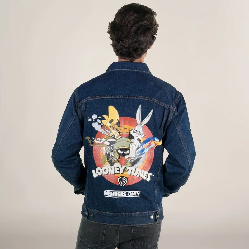 Men's odyssey jackets-Men's Looney Tunes Denim Trucker Jacket