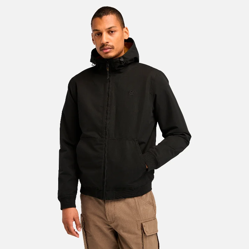 Men's iconic jackets-Men's Workwear Water-Repellent Hooded Bomber Jacket