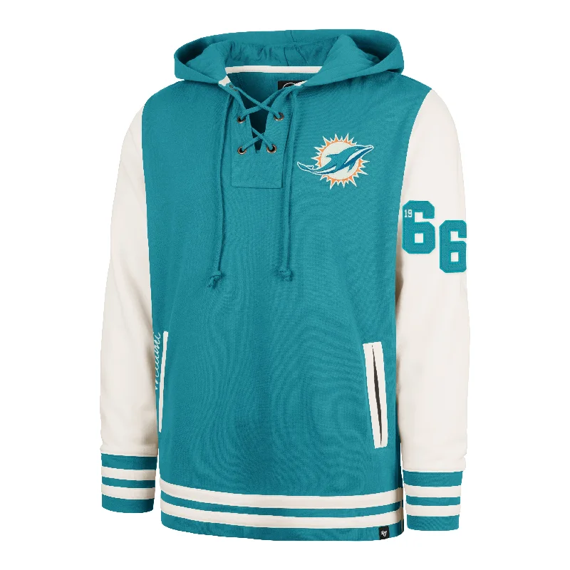 Men's hoodie with water-resistant-MIAMI DOLPHINS LETTERMAN FIELD LATERAL '47 LACER HOOD