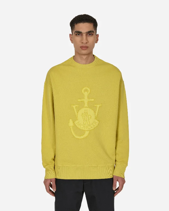 Men's hoodie with thumb holes-1 Moncler JW Anderson Logo Crewneck Sweatshirt Yellow