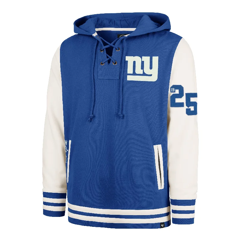 Men's hoodie with etched design-NEW YORK GIANTS LETTERMAN FIELD LATERAL '47 LACER HOOD