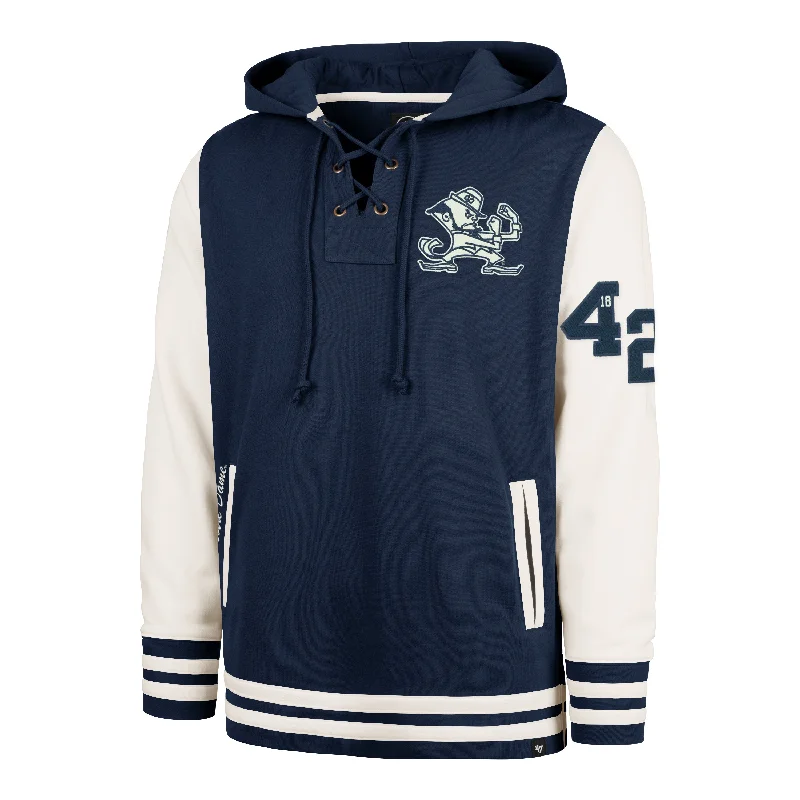 Men's hoodie for rainy days-NOTRE DAME FIGHTIN IRISH LETTERMAN FIELD '47 LATERAL LACER HOOD