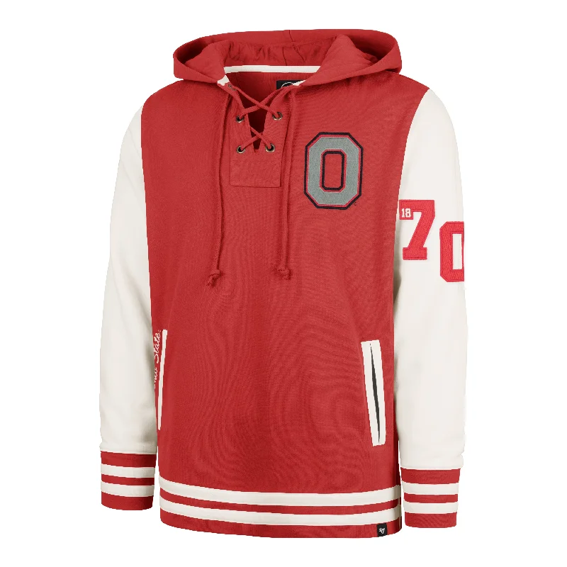 Men's hoodie for beach-OHIO STATE BUCKEYES LETTERMAN FIELD LATERAL '47 LACER HOOD