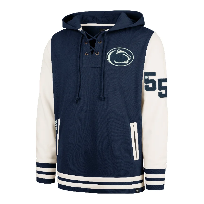 Men's hoodie for hip hop-PENN STATE NITTANY LIONS LETTERMAN FIELD LATERAL '47  LACER HOOD