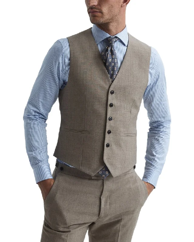 Men's suburban jackets-Reiss Rope Wool Textured Waistcoat