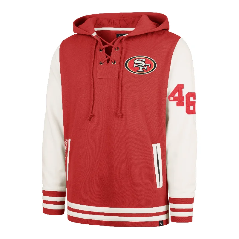 Men's hoodie with durable fabric-SAN FRANCISCO 49ERS LETTERMAN FIELD LATERAL '47 LACER HOOD