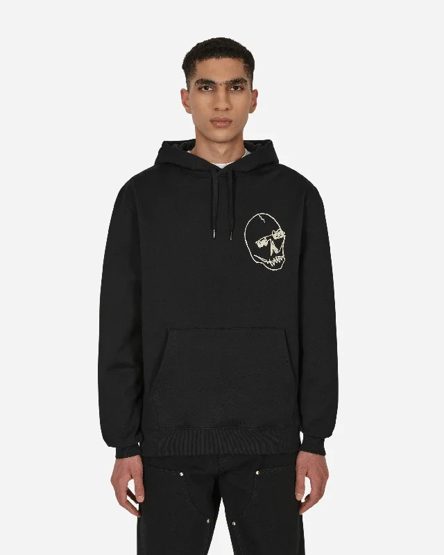 Men's hoodie for layering-Skull Head Hooded Sweatshirt Black