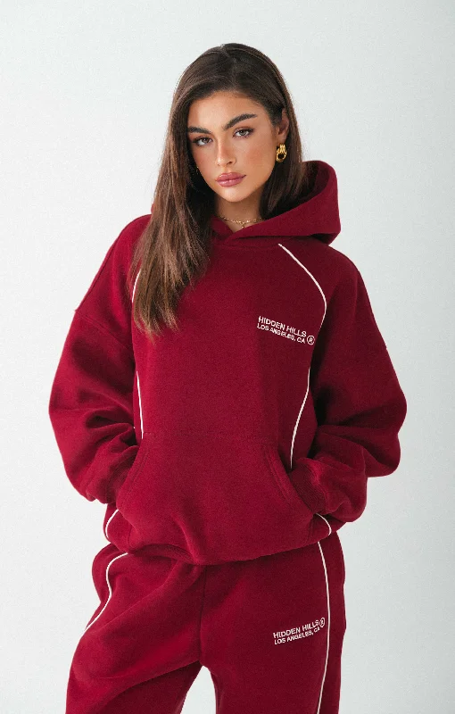 Men's hoodie with extra hood-TECH LINE HOODIE BURGUNDY