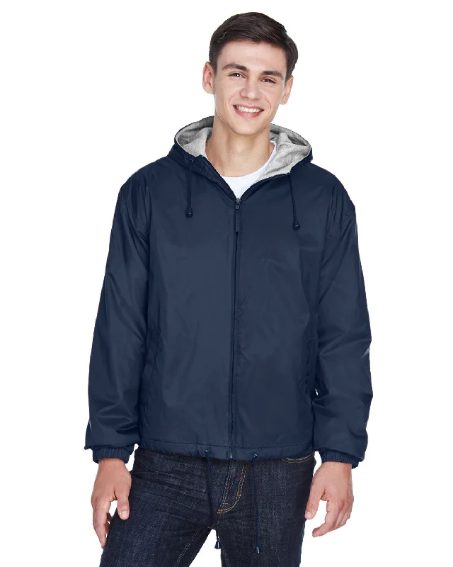 Men's mesa jackets-UltraClub Adult Fleece-Lined Hooded Jacket