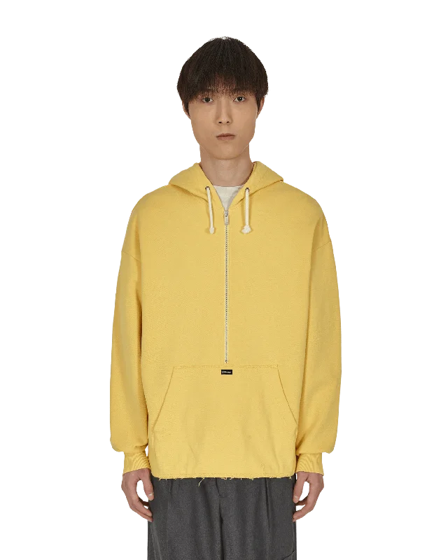 Men's hoodie with elbow patches-Split Hooded Sweatshirt Yellow