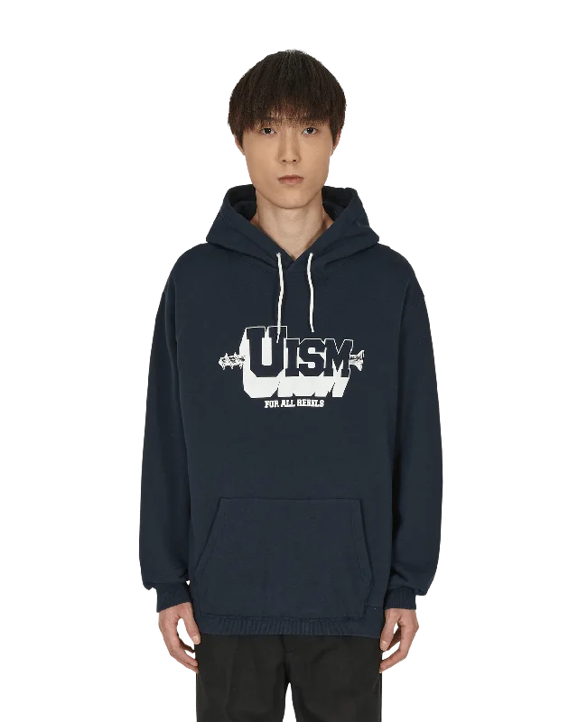 Men's hoodie with sturdy stitching-Cut-Up Hooded Sweatshirt Navy