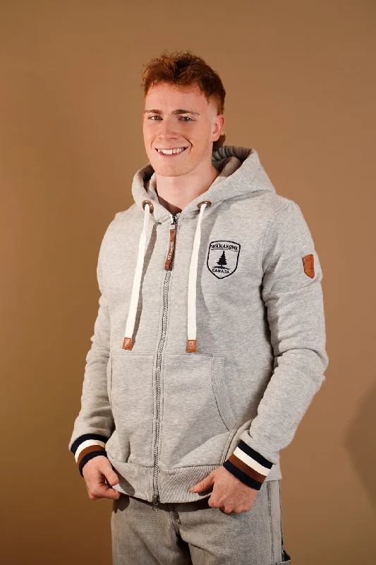 Men's hoodie with adjustable hood-Wyatt Light Heather Grey Zip Hoodie