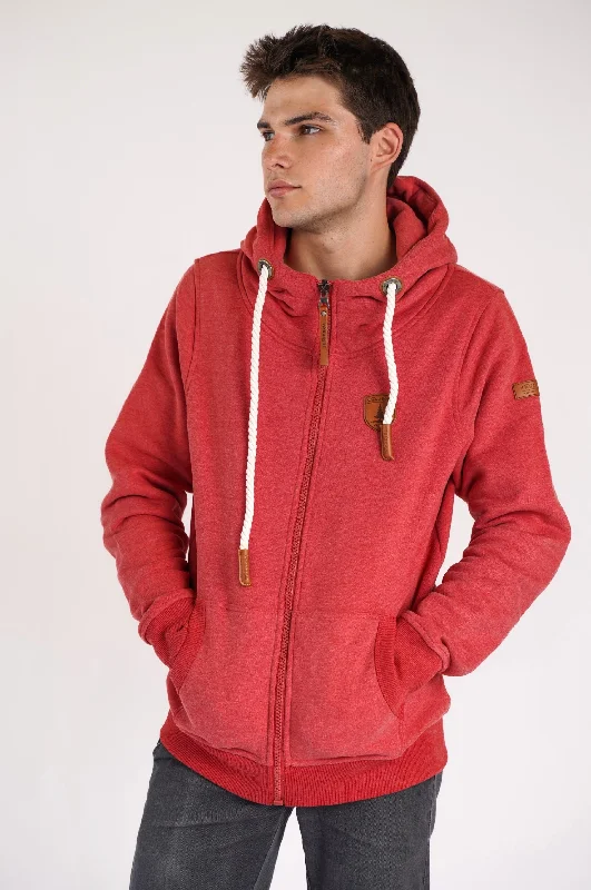 Men's hoodie for home wear-Zeus Crimson Zip Hoodie