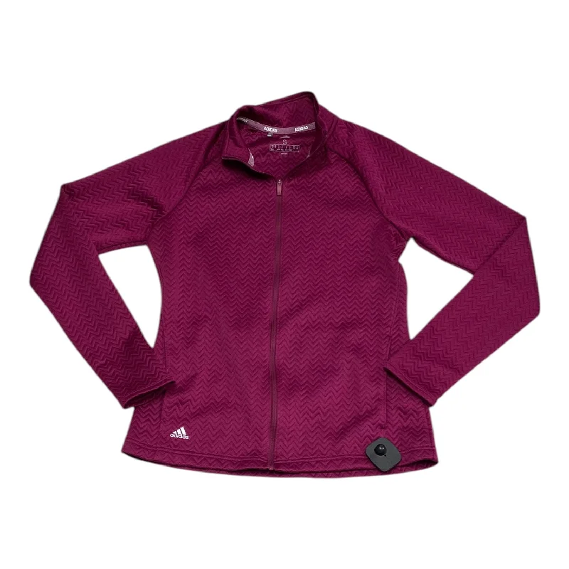 Men's short-sleeve luxury silk top-Athletic Sweatshirt Collar By Adidas In Maroon, Size: S