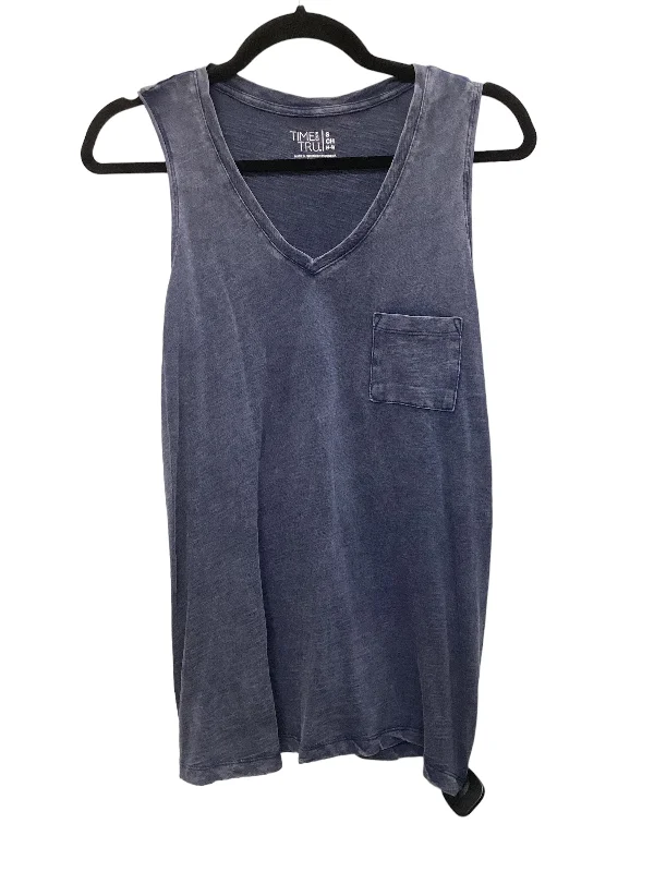 Men's short-sleeve handcrafted linen shirt-Blue Top Sleeveless Basic Time And Tru, Size S