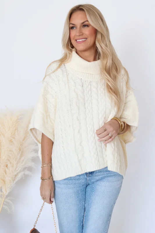 Cameron Sweater Poncho - Off White