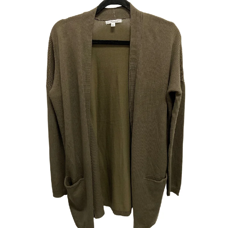 Men's short-sleeve lightweight wool top-Cardigan By 89th And Madison In Green, Size: M