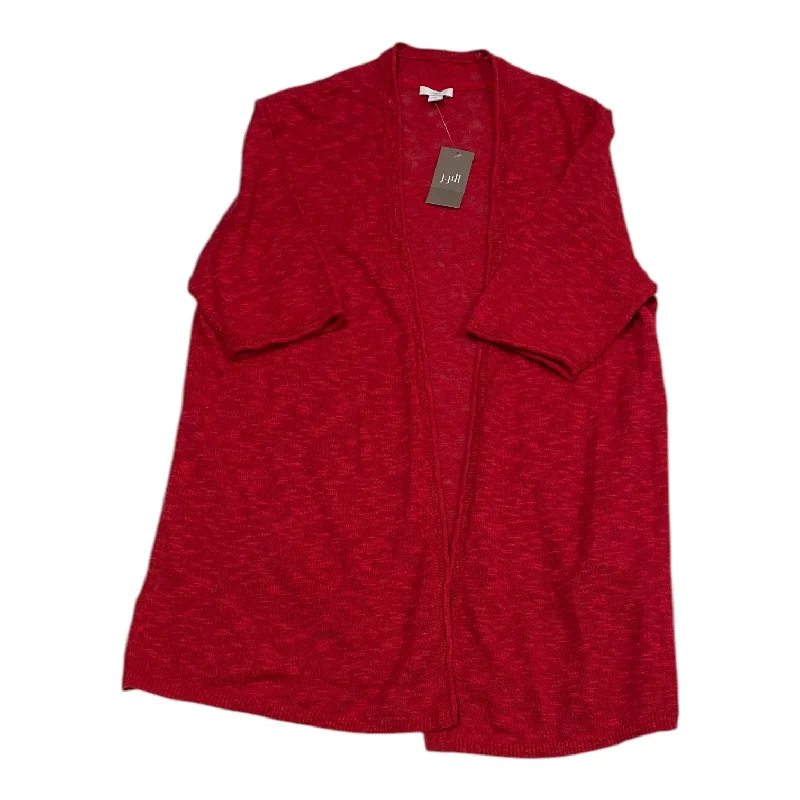 Men's short-sleeve vibrant color tee-Cardigan By J. Jill In Red, Size: M