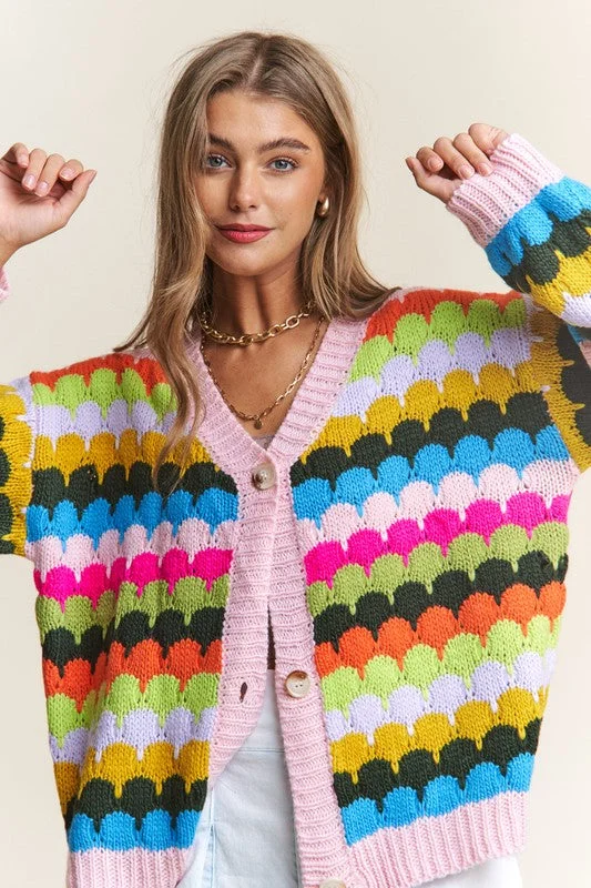 Brighten My Day Multicolor Button Up Knit Cardigan