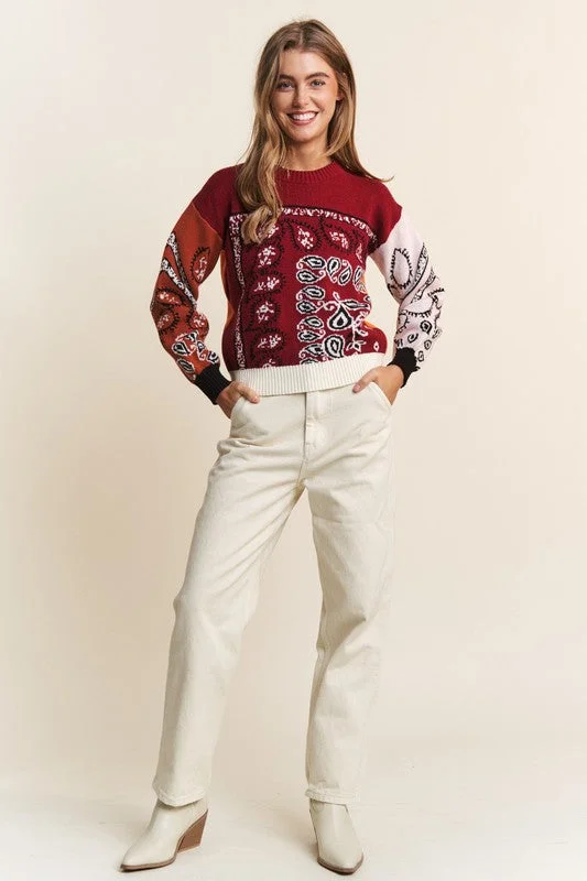 Fall Ready Paisley Print Sweater