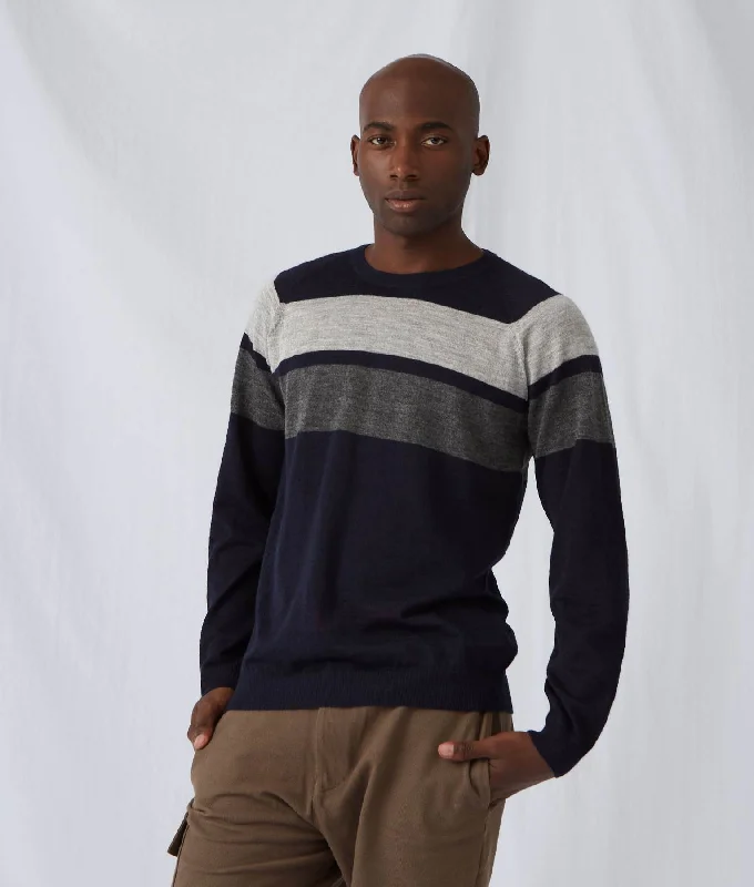 Men's Intarsia Crew Neck Sweater